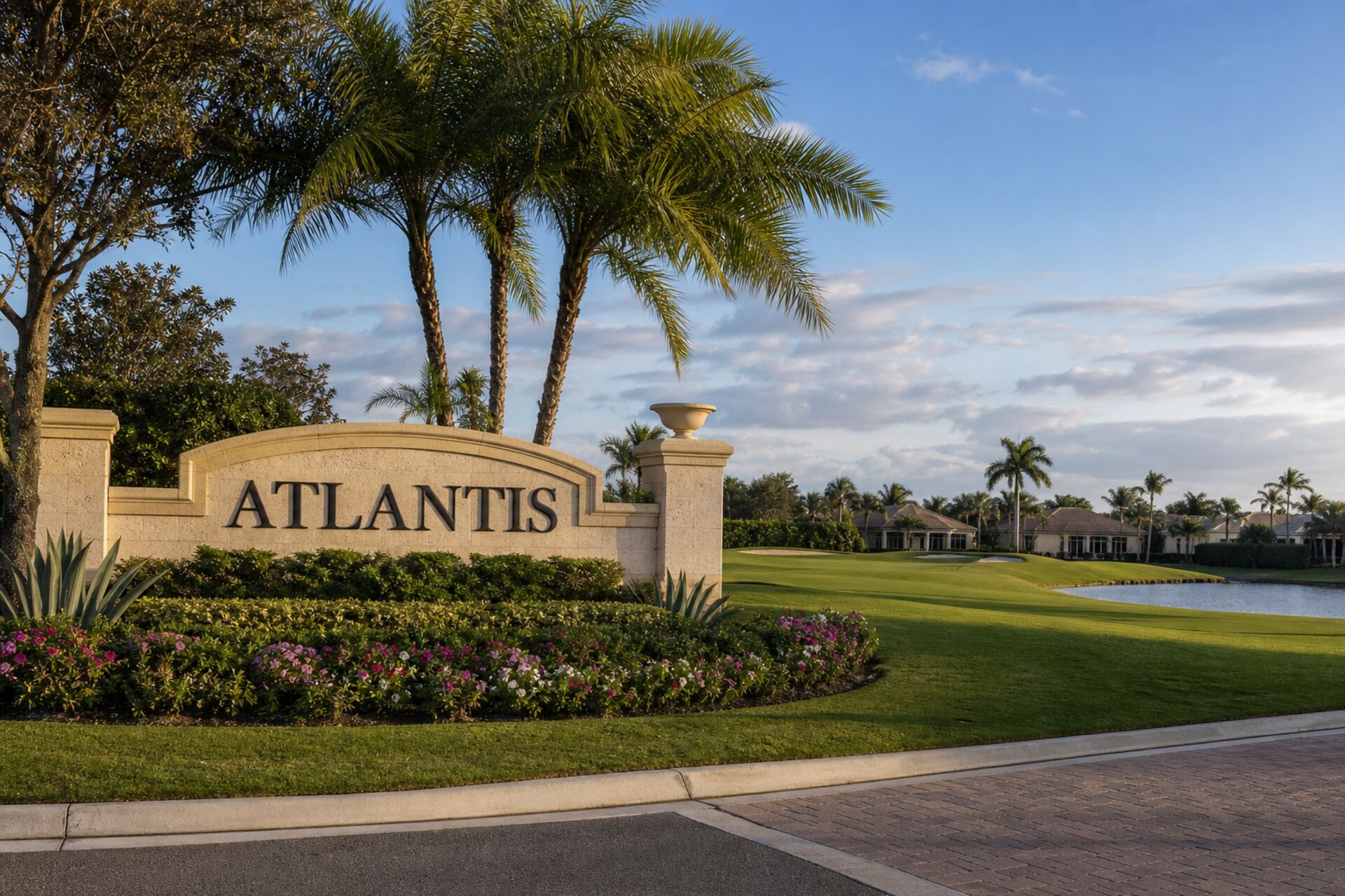 Welcome sign at the entrance to Atlantis, Florida
