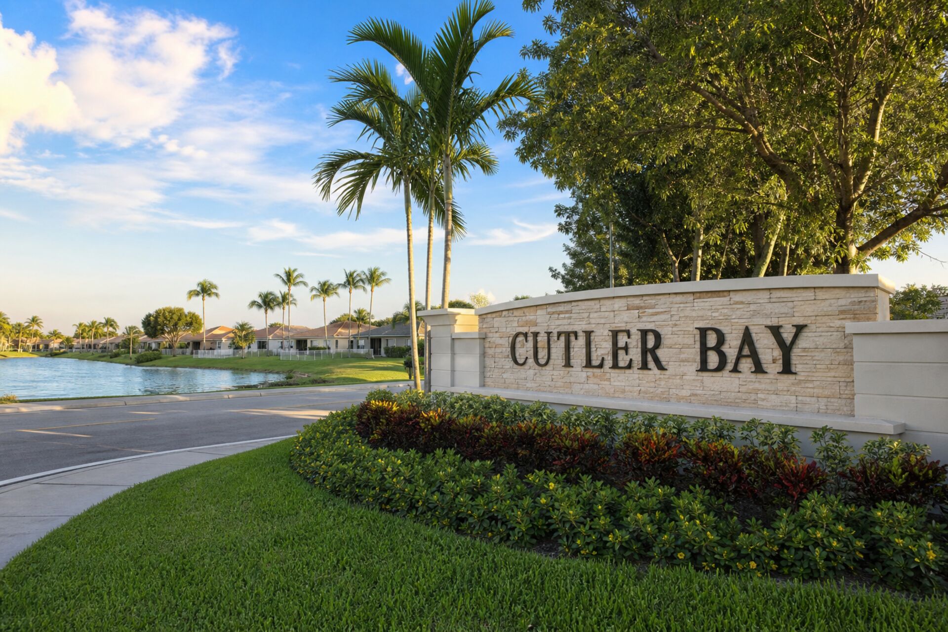 Welcome sign at the entrance to Cutler Bay, Florida