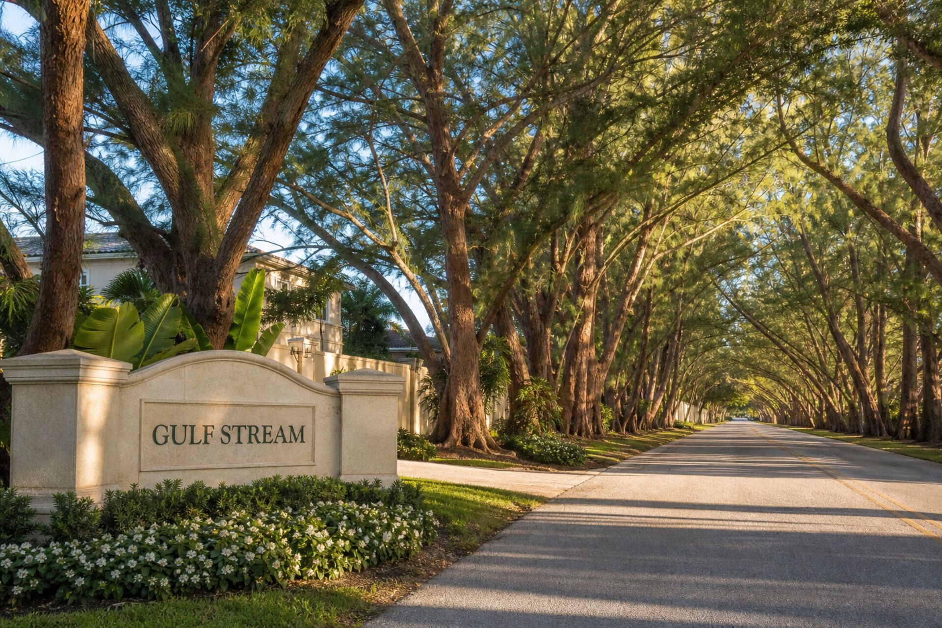 Welcome sign at the entrance to Gulf Stream, Florida