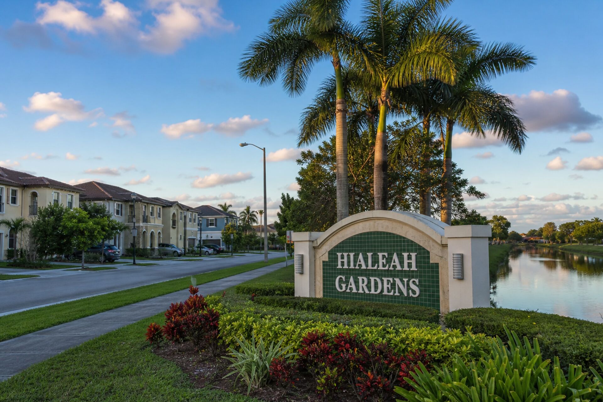 Welcome sign at the entrance to Hialeah Gardens, Florida