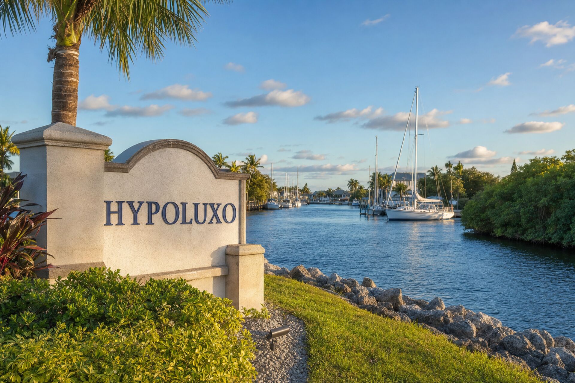 Welcome sign at the entrance to Hypoluxo, Florida