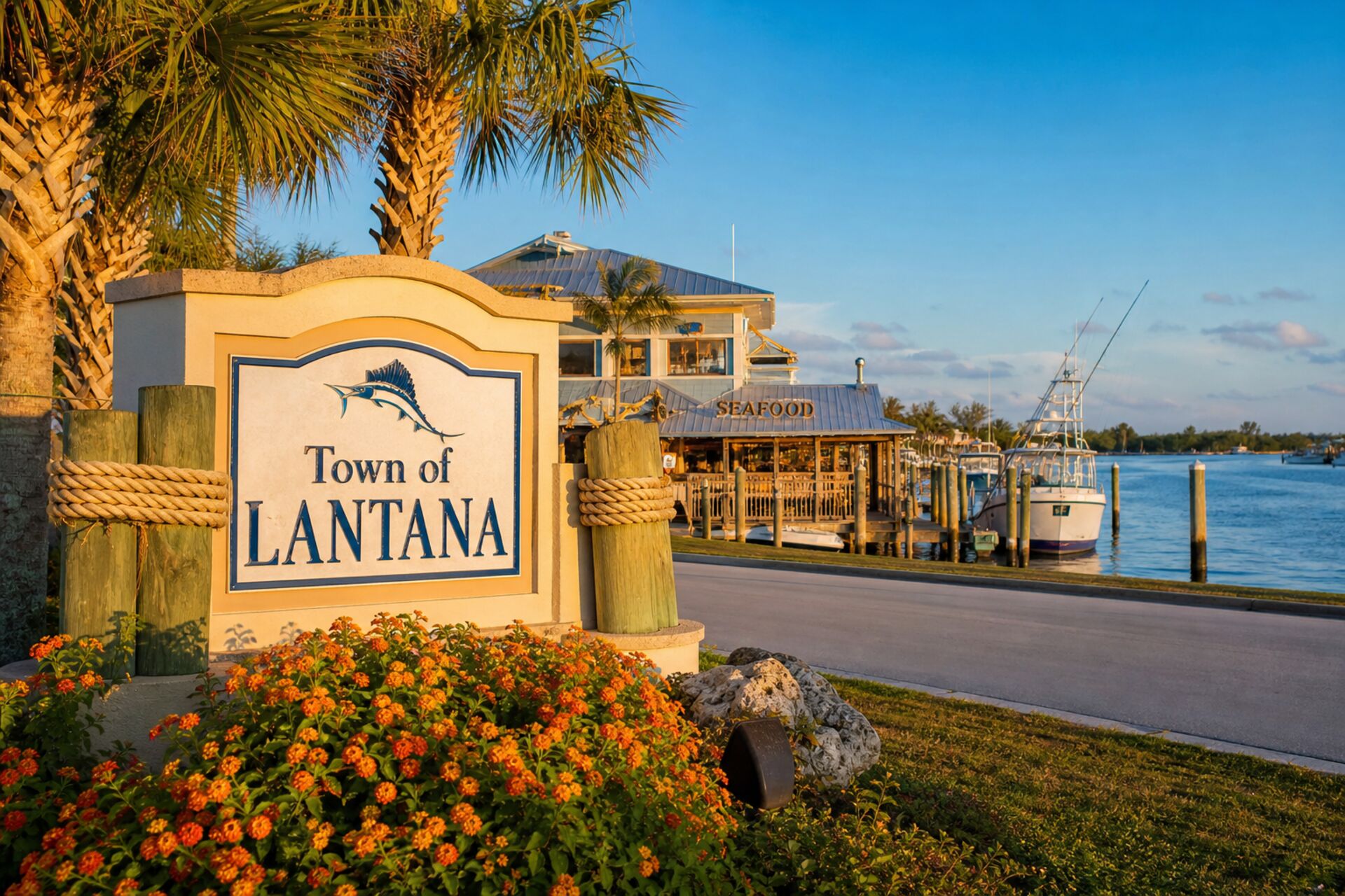 Welcome sign at the entrance to Lantana, Florida