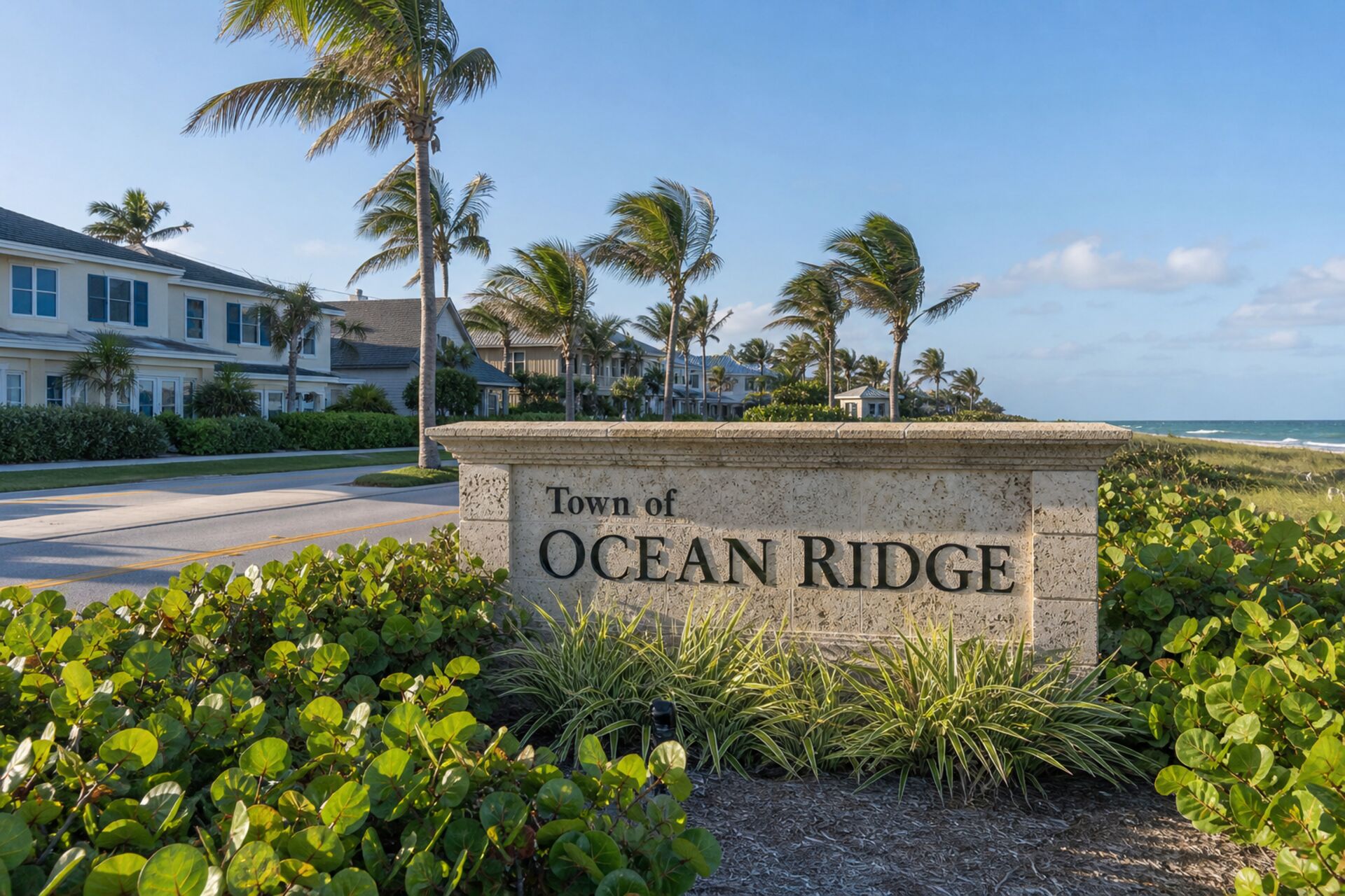 Welcome sign at the entrance to Ocean Ridge, Florida