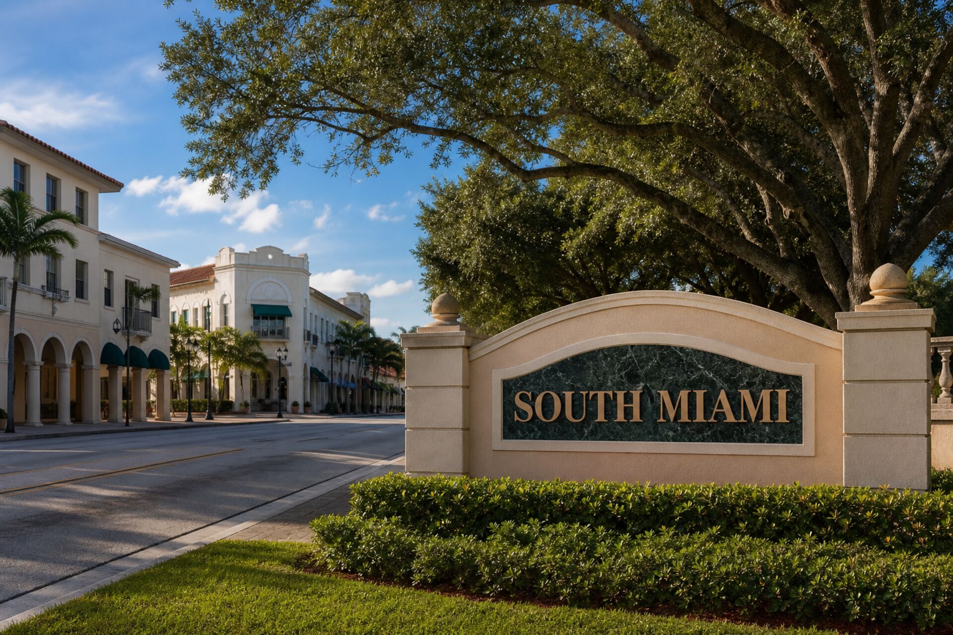 Welcome sign at the entrance to South Miami, Florida