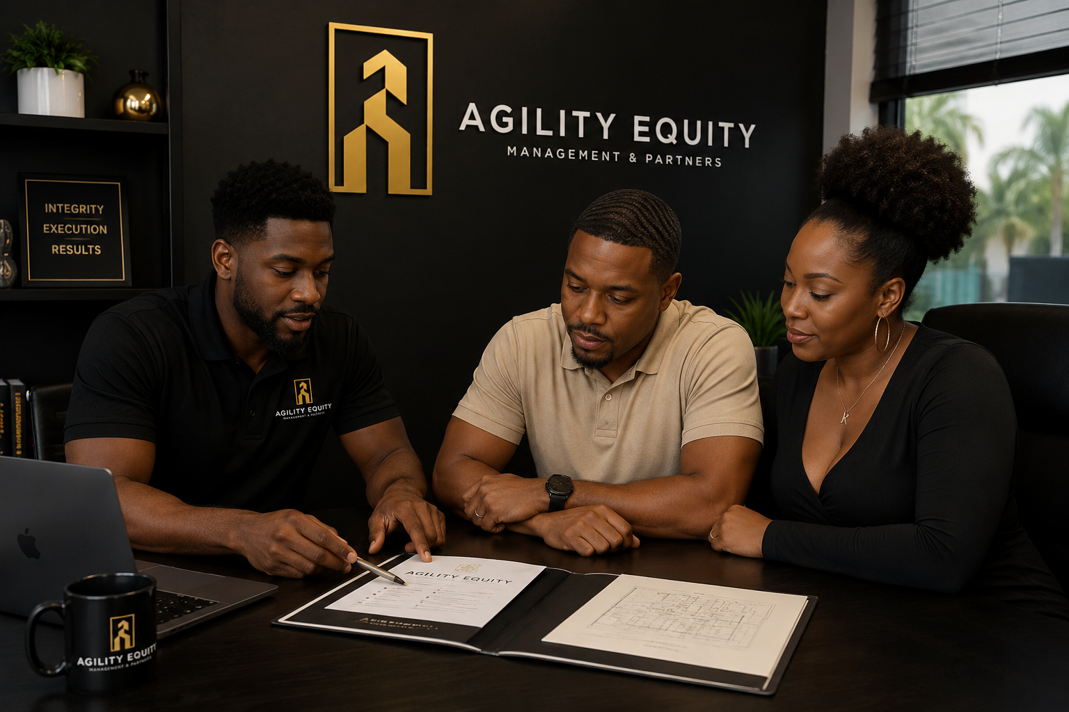 Agility Equity team reviewing offer documents with sellers