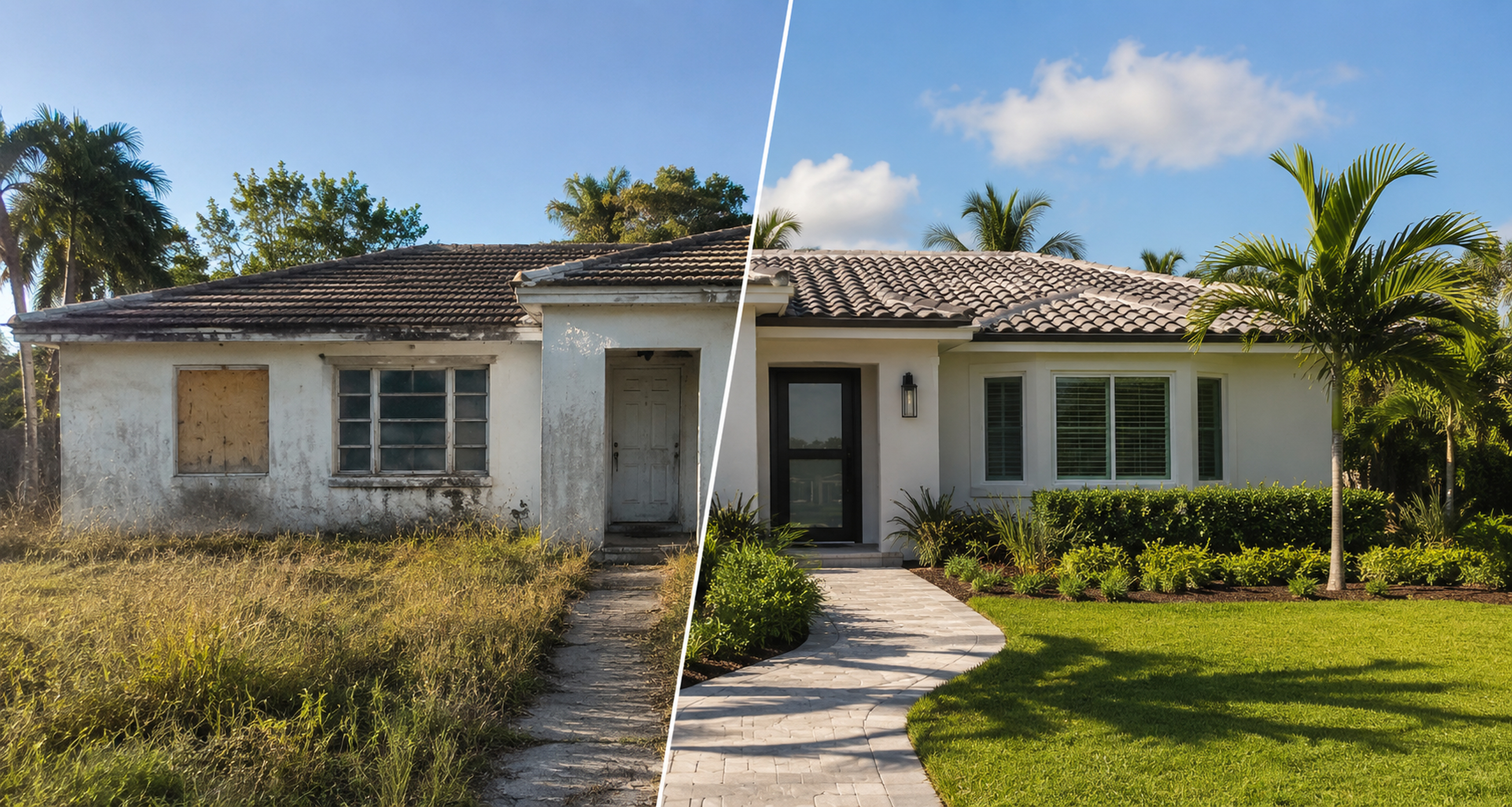 Before and after home renovation in South Florida